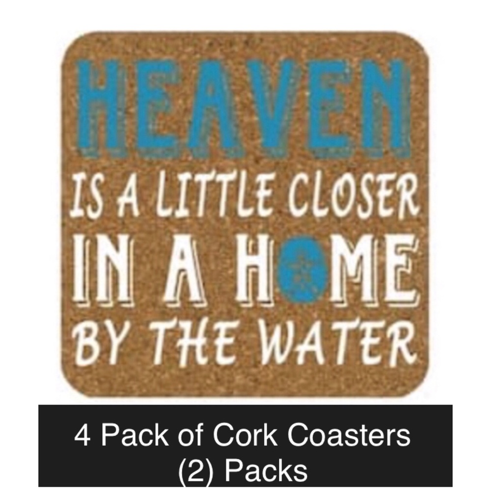 🆕 (2) New Heaven by Water Cork Coaster Set Packs